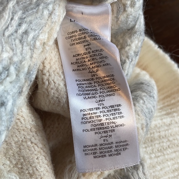 Naf Naf Rhinestone Mohair Blend Cream & Gray Knit Sweater Small - Picture 6 of 6